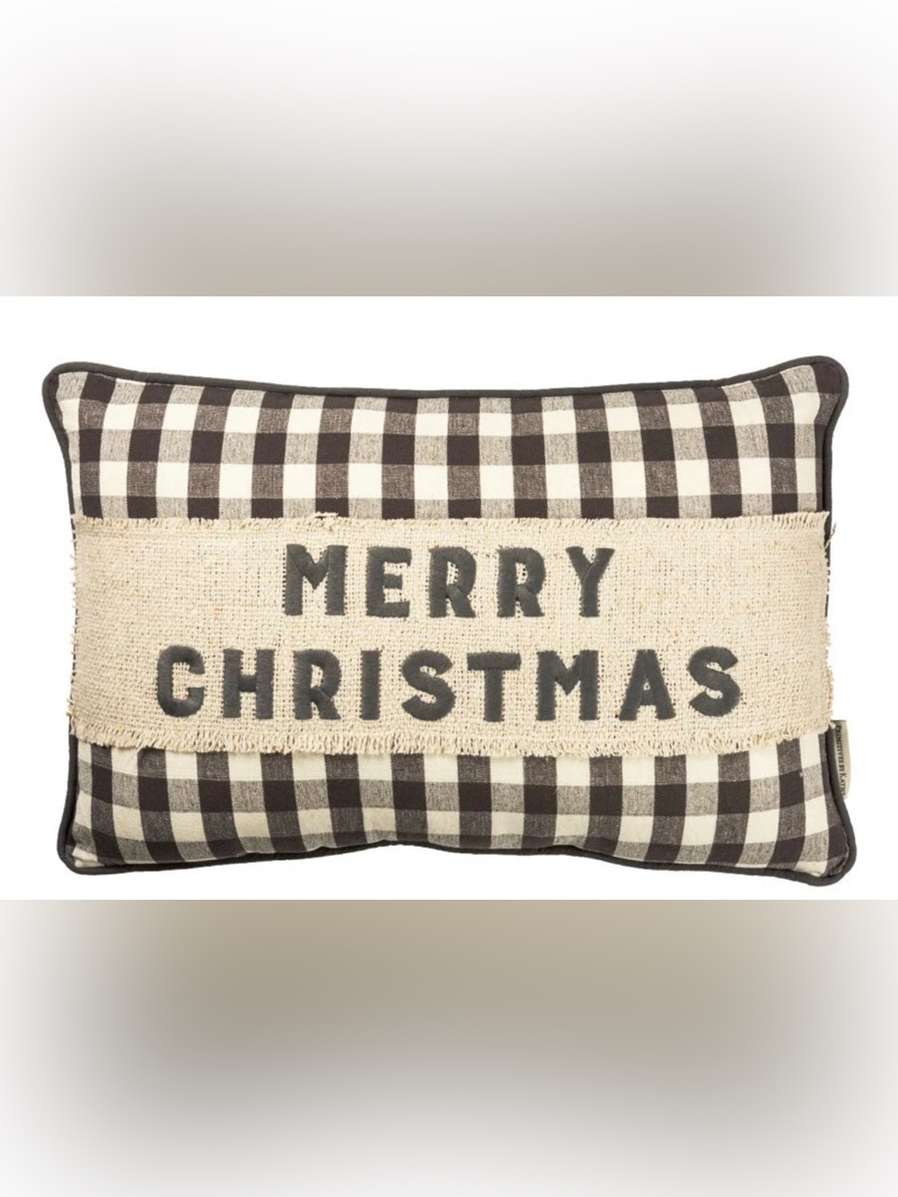 Primitives By Kathy Grey Buffalo Plaid Merry Christmas Decor Pillow New No Tag